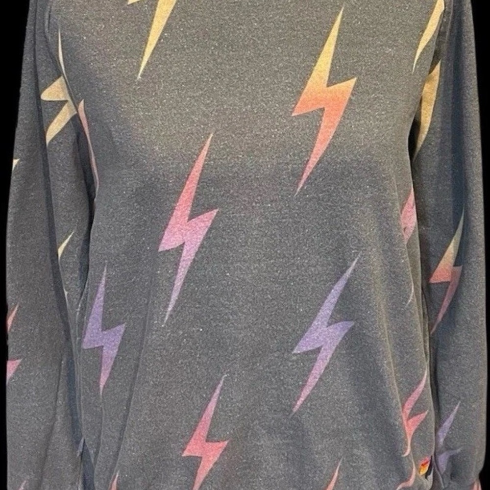 Aviator Nation Charcoal Sweatshirt with Yellow and Orange Accent